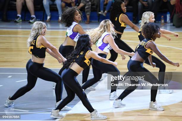 Dancers perform during week three of the BIG3 three on three basketball league game at ORACLE Arena on July 6, 2018 in Oakland, California.