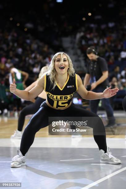 Dancer performs during week three of the BIG3 three on three basketball league game at ORACLE Arena on July 6, 2018 in Oakland, California.