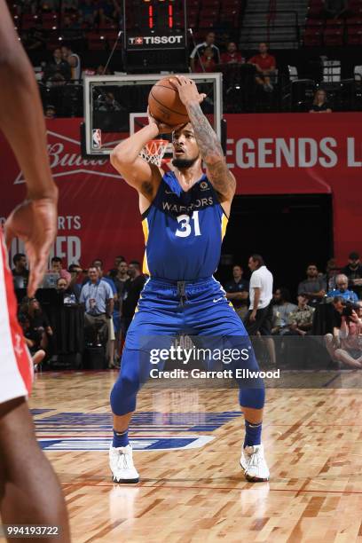 Tokoto of Golden State Warriors shoots the ball against the Houston Rockets during the 2018 Las Vegas Summer League on July 8, 2018 at the Thomas &...