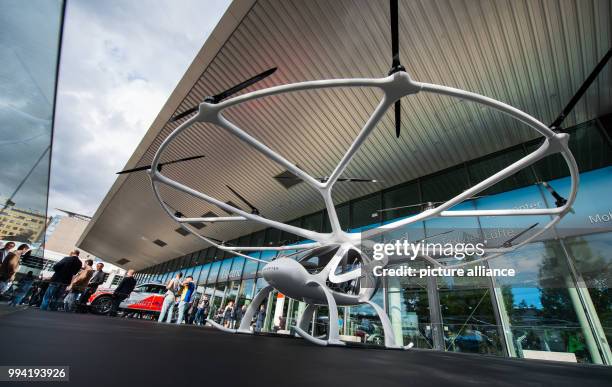 Volocopter can be seen outside the International Automobile Fair in Frankfurt/Main, Germany, 12 September 2017. According to the manufacturer, the...