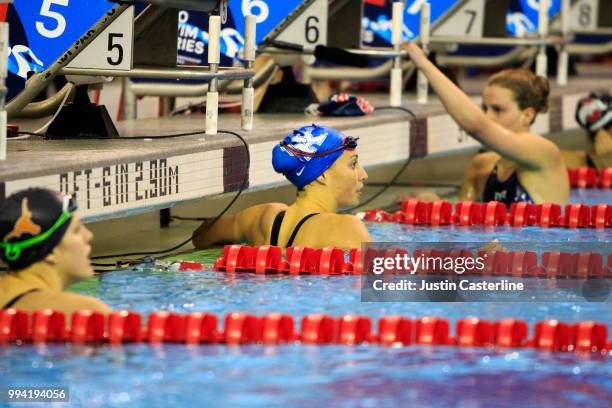 Asia Seidt wins the women's 200m IM final at the 2018 TYR Pro Series on July 8, 2018 in Columbus, Ohio.