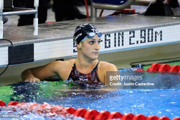 Leah Smith wins the women's 800m freestyle final at the 2018 TYR Pro Series on July 8, 2018 in Columbus, Ohio.