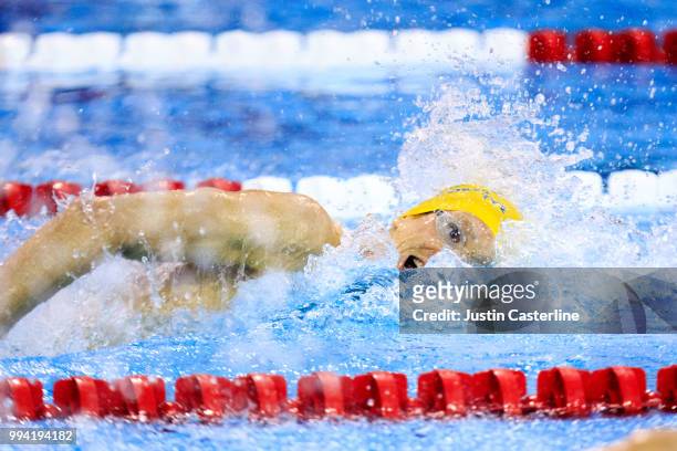 Zane Grothe competes in the men's 800m freestyle final at the 2018 TYR Pro Series on July 8, 2018 in Columbus, Ohio.