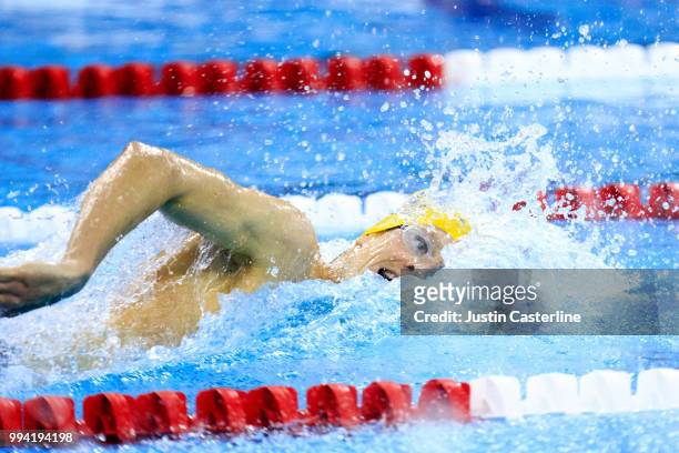 Zane Grothe competes in the men's 800m freestyle final at the 2018 TYR Pro Series on July 8, 2018 in Columbus, Ohio.