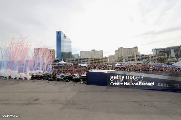 Travis Pastrana peforms during HISTORY's Live Event "Evel Live" on July 8, 2018 in Las Vegas, Nevada.