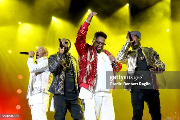 Teddy Riley and Dave Hollister of Blackstreet perform onstage during the 2018 Essence Festival presented by Coca-Cola - Day 3 at Louisiana Superdome...