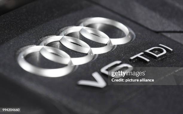 The lettering 'V6 TDI' can be read on an engine block of an A8 at the Audi stand at the Internationale Automobil-Ausstellung in Frankfurt am Main,...