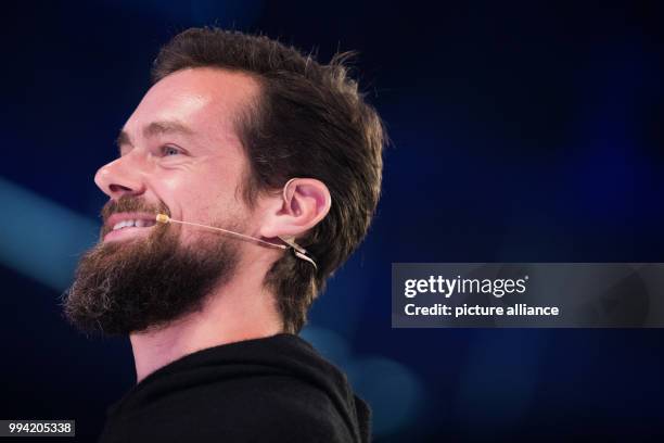 Jack Dorsey, CEO of Twotter speaks at the digital fair dmexco in Cologne, Germany, 13 September 2017. Photo: Rolf Vennenbernd/dpa