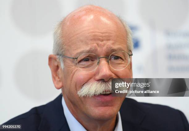 Dieter Zetsche, CEO of Daimler and president of the European Automobile Manufacturers' Association , speaks during a ACEA press conference at the...