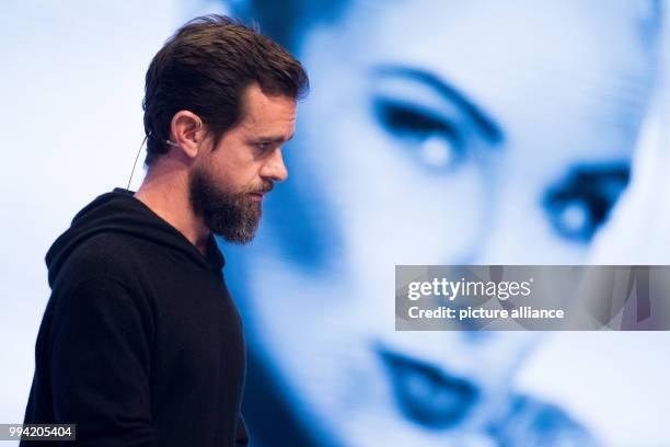 Jack Dorsey, CEO of Twotter speaks at the digital fair dmexco in Cologne, Germany, 13 September 2017. Photo: Rolf Vennenbernd/dpa