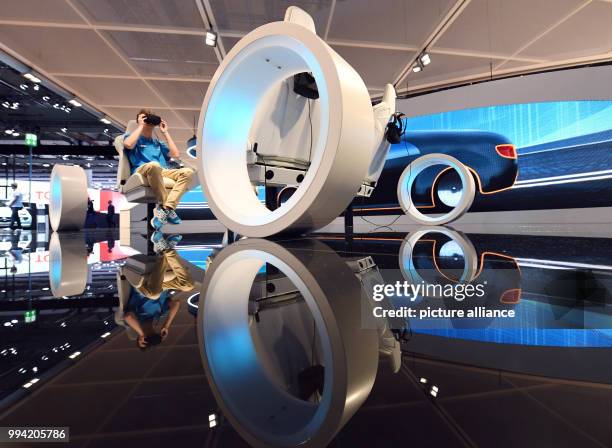 Virtual journey in the future of the company's mobility is presented at the Thyssenkrupp stand at the Internationale Automobil-Ausstellung in...