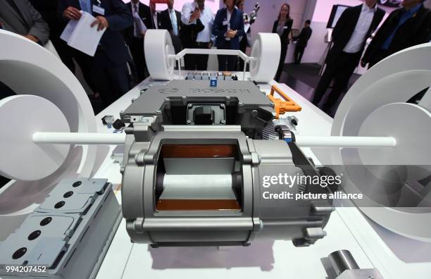 Drive system is on display at the Bosch stand at the Internationale Automobil-Ausstellung in Frankfurt am Main, Germany, 13 September 2017. From...