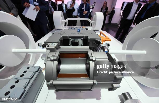 Drive system for electric vehicles is on display at the Bosch stand at the Internationale Automobil-Ausstellung in Frankfurt am Main, Germany, 13...