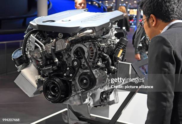 Performance Twinpower Turbo 6-Zylinder diesel engine is on display at the Internationale Automobil-Ausstellung in Frankfurt am Main, Germany, 13...