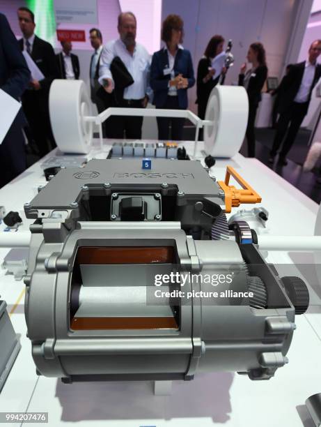 Drive system for electric vehicles is on display at the Bosch stand at the Internationale Automobil-Ausstellung in Frankfurt am Main, Germany, 13...
