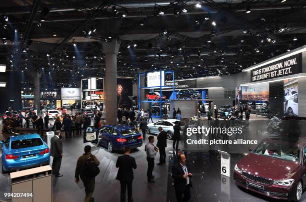The BMW stand can be seen at the Internationale Automobil-Ausstellung in Frankfurt am Main, Germany, 13 September 2017. From 14-24 September...