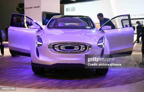 The electrically driven Thunder Power SUV is on display at the Internationale Automobil-Ausstellung in Frankfurt am Main, Germany, 13 September 2017....
