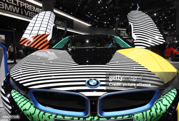 The electrically driven BMW i8 Memphis Style is on display at the Internationale Automobil-Ausstellung in Frankfurt am Main, Germany, 13 September...