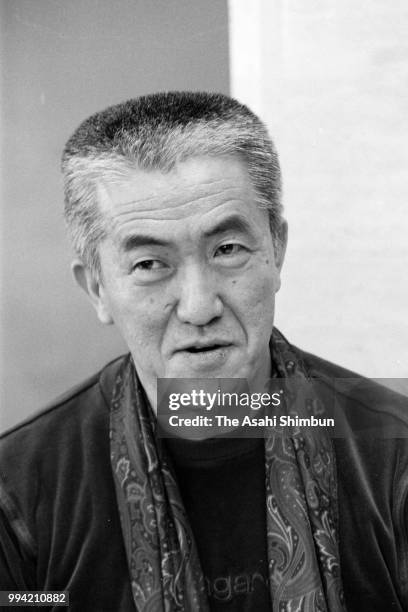 Writer Rokusuke Ei speaks during the Asahi Shimbun interview on March 7, 1986 in Tokyo, Japan.