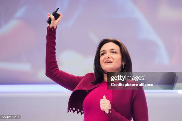 Sheryl Sandberg, chairwoman of Facebook speaks at the digital fair dmexco in Cologne, Germany, 13 September 2017. Photo: Rolf Vennenbernd/dpa