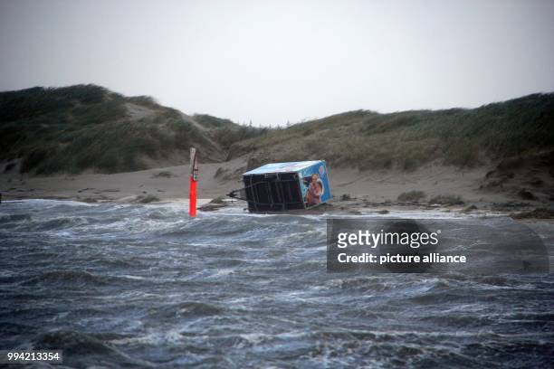 Dpatop - The beach is flooded during the first autumn storm in St. Peter-Ording, Germany, 13 September 2017. The German Weather Forecast warned...