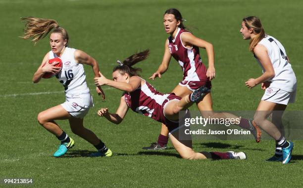 Vic Country's Molly Mcdonald during the AFLW U18 Championships match between Queensland and Vic Country at Metricon Stadium on July 9, 2018 in Gold...