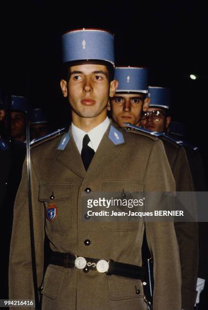 Louis Giscard d'Estaing, militaire dans un régiment de Hussards en décembre 1980 à Saumur, France.