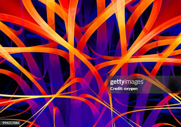 intersection of orange lines on three levels - cross pattern stock pictures, royalty-free photos & images