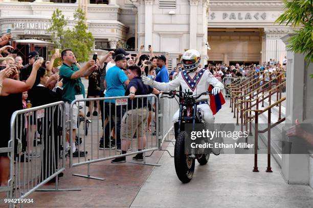 Travis Pastrana performs during HISTORY's Live Event "Evel Live" on July 8, 2018 in Las Vegas, Nevada.