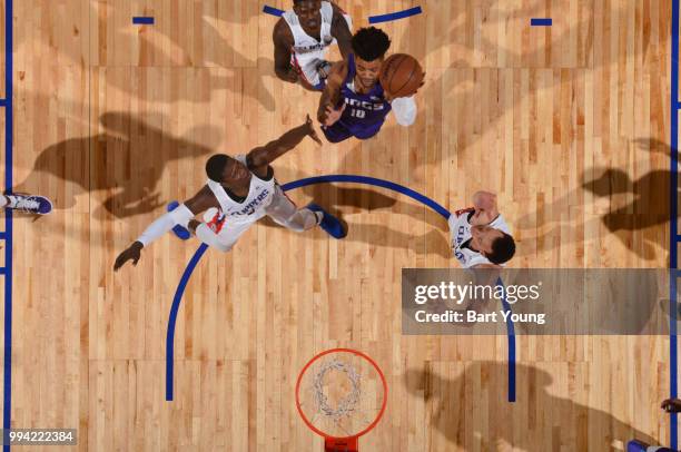 Frank Mason III of the Sacramento Kings shoots the ball against the LA Clippers during the 2018 Las Vegas Summer League on July 8, 2018 at the Cox...