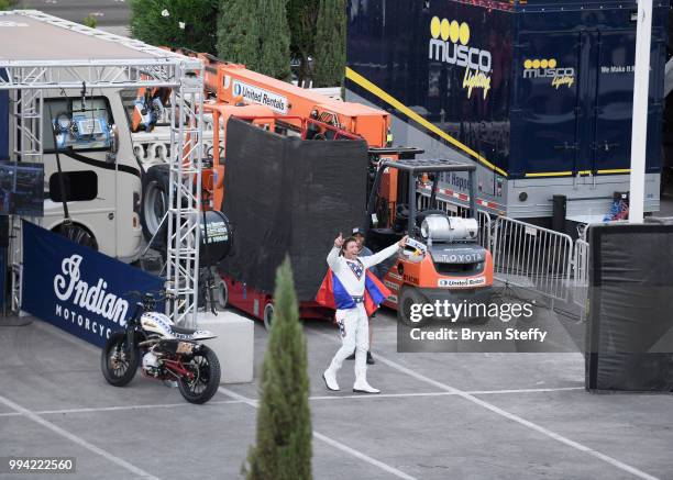 Travis Pastrana is seen during HISTORY's Live Event 'Evel Live' at Omnia Nightclub at Caesars Palace on July 8, 2018 in Las Vegas, Nevada.