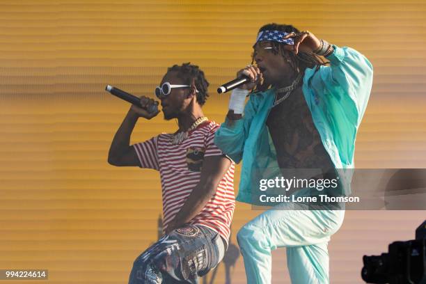 Slim Jxmmi and Swae Lee of Rae Sremmurd perform during Wireless Festival 2018 at Finsbury Park on July 8th, 2018 in London, England.