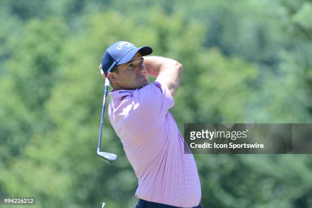 Sam Saunders hits his tee shot on the third hole during the final round of the Military Tribute at the Greenbrier in White Sulphur Springs, WV, on...