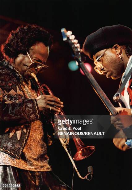 Miles Davis en concert au Zénith lors du festival de jazz de Paris le 3 novembre 1989, France.