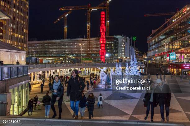 christmas moose, sergels torg, stockholm - sergels torg stock pictures, royalty-free photos & images