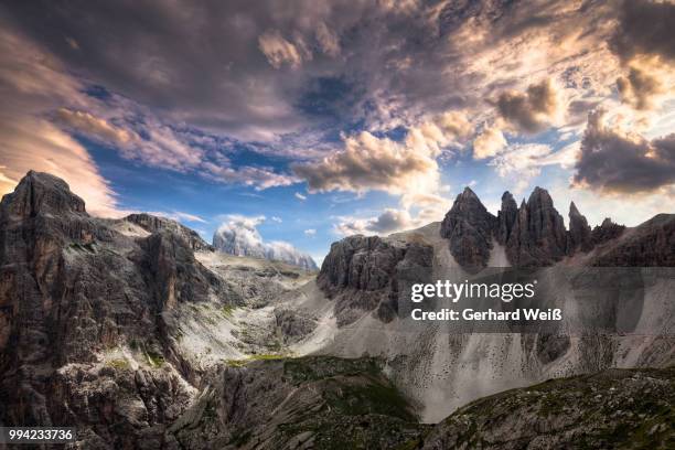 weather mood in the dolomites - weiß stock pictures, royalty-free photos & images