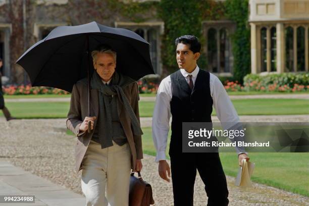 British actors Jeremy Irons as English mathematician G. H. Hardy and Dev Patel as Indian mathematician Srinivasa Ramanujan in the biographical film...