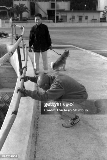 Minamata disease patient exercises 30 years after mercury poisoning recognised on April 13, 1986 in Minamata, Kumamoto, Japan.