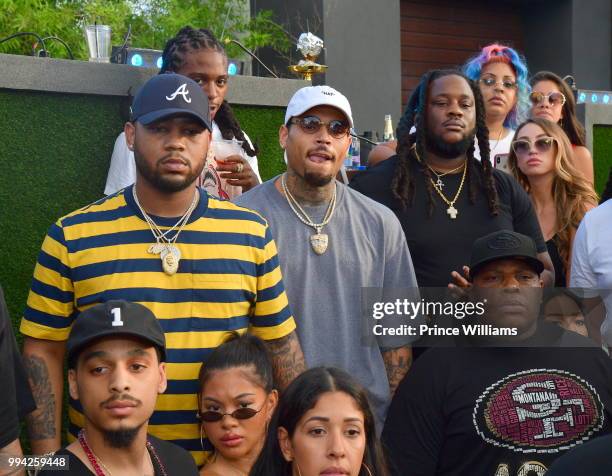 Singer Chris Brown attends The 4th of July Day Party at Compound on July 4, 2018 in Atlanta, Georgia.