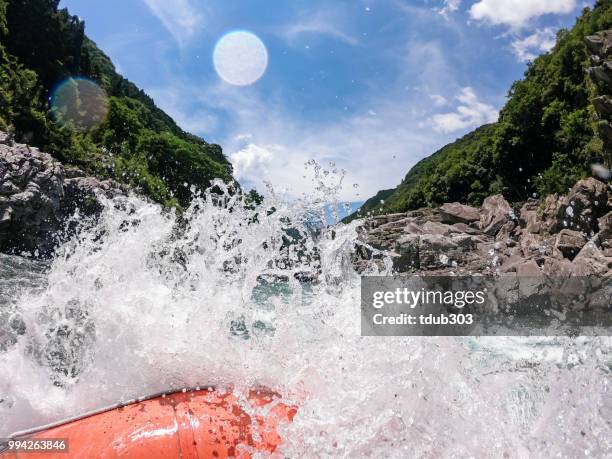 personal point of view of a white water river rafting excursion - iya valley stock pictures, royalty-free photos & images