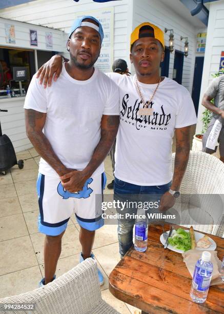 Young Jeezy and Ferrari Simmons attend Rehydrate Event at Bar Amalfi on July 4, 2018 in Atlanta, Georgia.