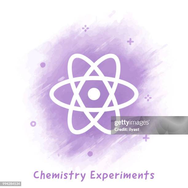 illustrazioni stock, clip art, cartoni animati e icone di tendenza di icona linea chimica sfondo acquerello - organulo-cellulare