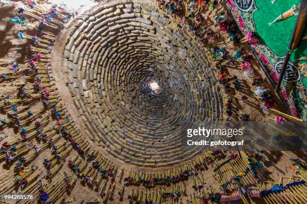 view over the dome of a traditional mud brick house from inside, in harran, sanliurfa, turkey - mud brick house stock pictures, royalty-free photos & images