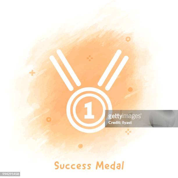 success medal line icon watercolor background - gala background stock illustrations