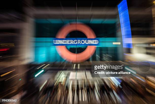 File picture dated 09 November 2016 shows the entrance to an underground station in London, UK. According to media reports, there was an explosion on...
