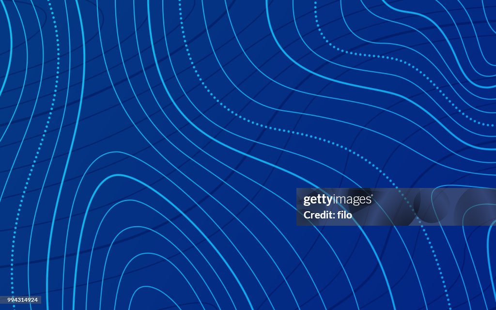 Blue Topographic Lines Background