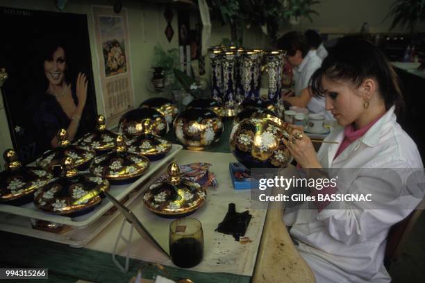 Atelier de Cristal de Bohème de lasociété Crystalex Novy Bor en février 1990, République Tchèque.