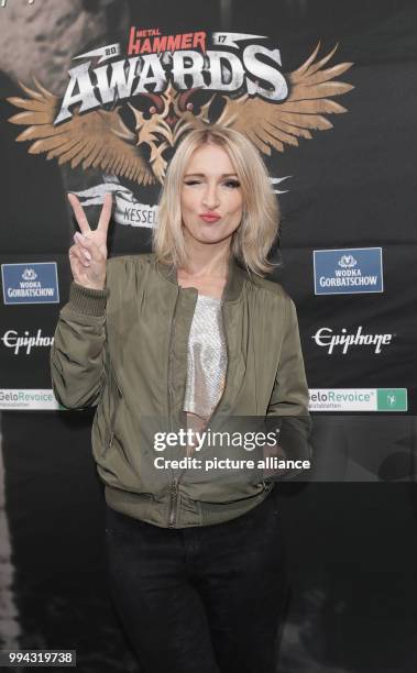 The singer Sandra Nasic arriving at the Metal Hammer Awards in Berlin, Germany, 15 September 2017. Photo: Jörg Carstensen/dpa