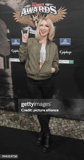 The singer Sandra Nasic arriving at the Metal Hammer Awards in Berlin, Germany, 15 September 2017. Photo: Jörg Carstensen/dpa