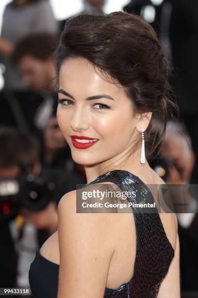 Model Camilla Belle arrives with guests for the screening of 'Wall Street - Money Never Sleeps' presented out of competition at the 63rd Cannes Film...